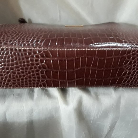Liz Claiborne Brown Faux Crocodile Leather Purse Bag - Picture 7 of 9